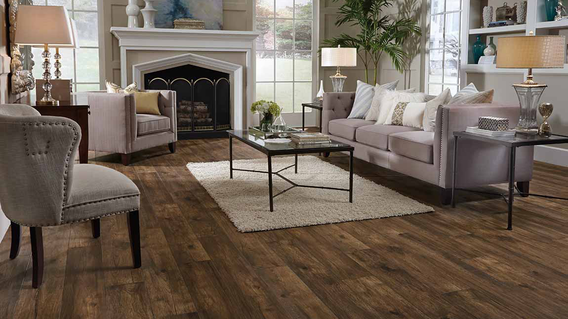Laminate flooring in a living room, installation services available
